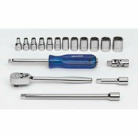 WILLIAMS Socket/Tool Set, 15 Pieces, High-Grade Chrome Vanadium Steel JHWWSM15HFTB